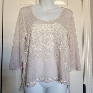 Star Scene Floral Sheer Light Blouse - Cream, Sz M